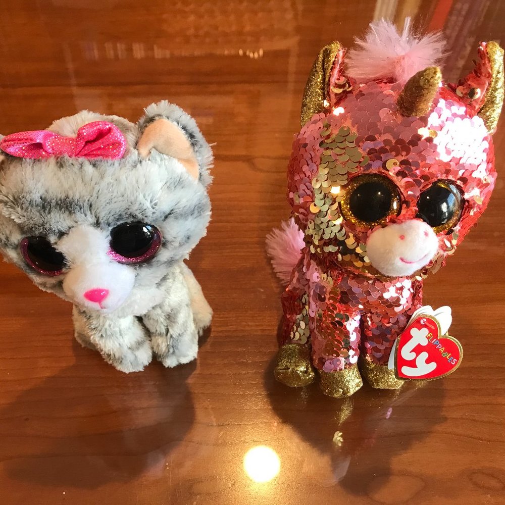 NWT Ty Flippable Unicorn and Kitty